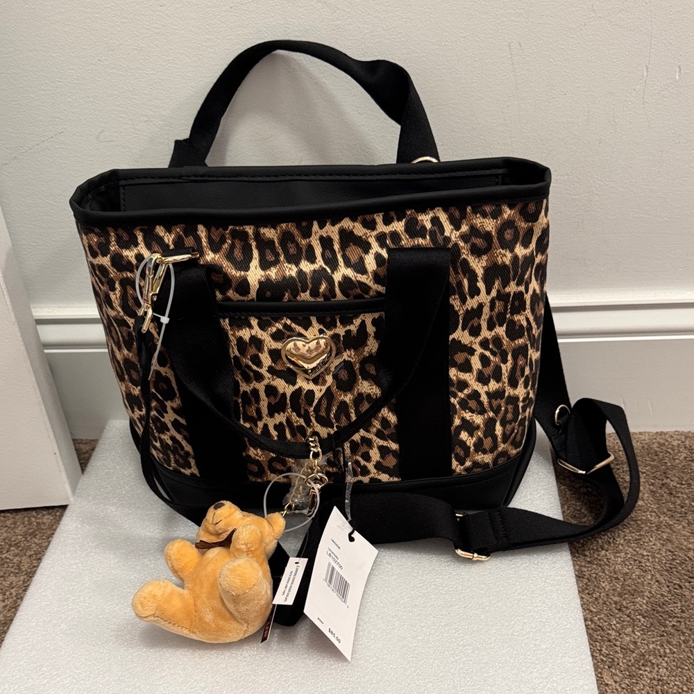 BETSEY JOHNSON Leopard Print Tote Bag with Heart Accent- NWT